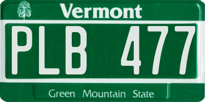 VT license plate PLB477