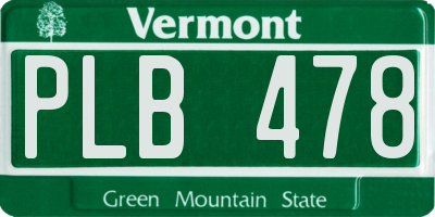 VT license plate PLB478