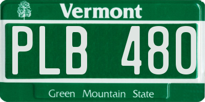 VT license plate PLB480