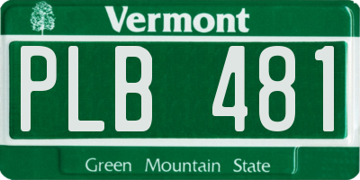 VT license plate PLB481