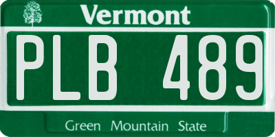 VT license plate PLB489
