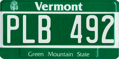 VT license plate PLB492