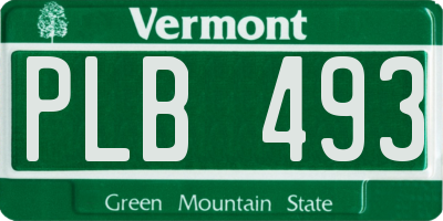 VT license plate PLB493