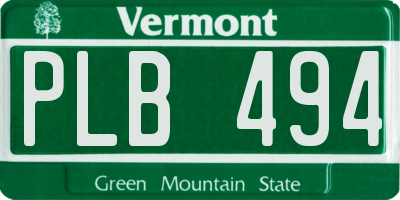 VT license plate PLB494