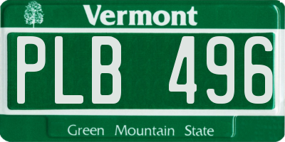 VT license plate PLB496