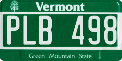 VT license plate PLB498