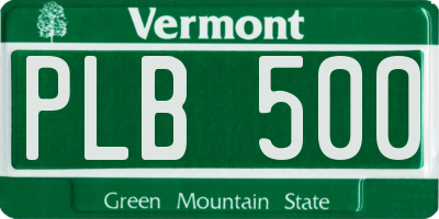VT license plate PLB500