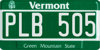 VT license plate PLB505