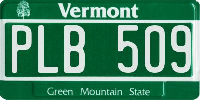 VT license plate PLB509