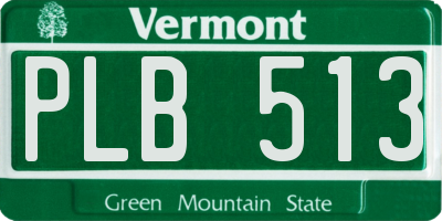 VT license plate PLB513