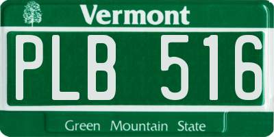 VT license plate PLB516