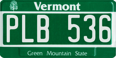 VT license plate PLB536
