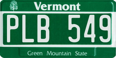 VT license plate PLB549