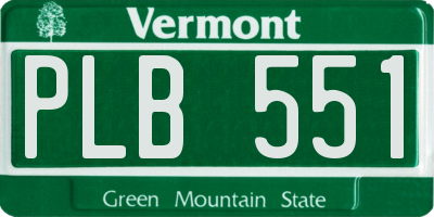 VT license plate PLB551