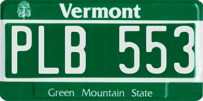 VT license plate PLB553