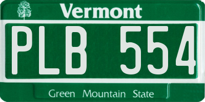 VT license plate PLB554