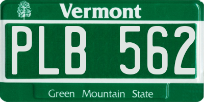 VT license plate PLB562