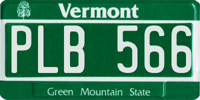 VT license plate PLB566