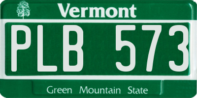 VT license plate PLB573