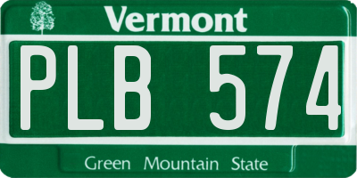 VT license plate PLB574
