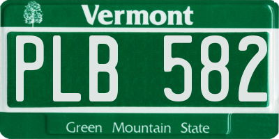 VT license plate PLB582