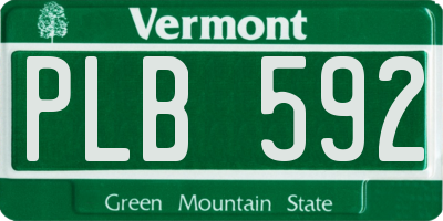 VT license plate PLB592