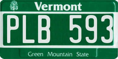 VT license plate PLB593