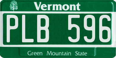 VT license plate PLB596