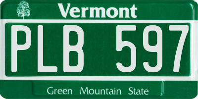 VT license plate PLB597