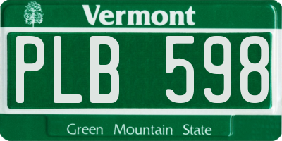 VT license plate PLB598
