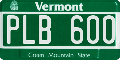 VT license plate PLB600