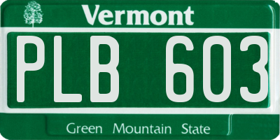 VT license plate PLB603