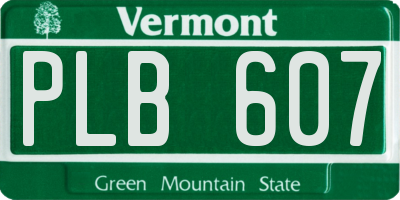 VT license plate PLB607