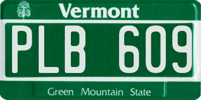 VT license plate PLB609