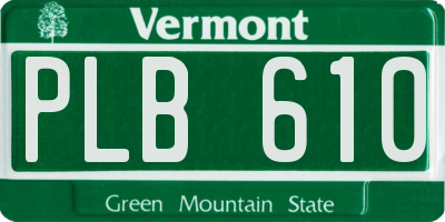 VT license plate PLB610