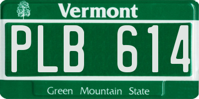 VT license plate PLB614
