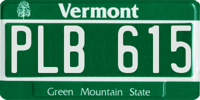 VT license plate PLB615