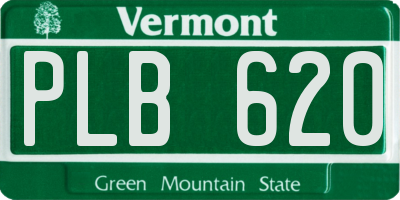 VT license plate PLB620