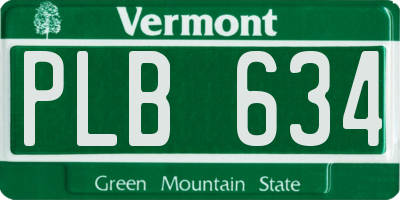VT license plate PLB634