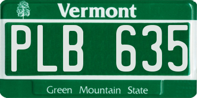 VT license plate PLB635