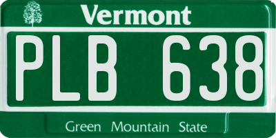 VT license plate PLB638