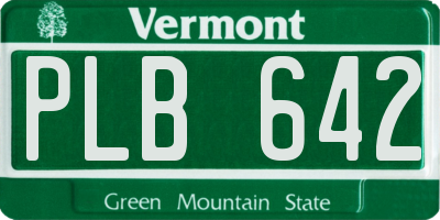VT license plate PLB642