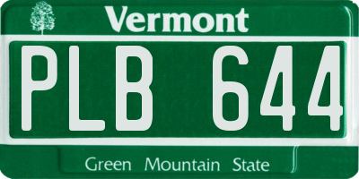 VT license plate PLB644