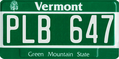 VT license plate PLB647