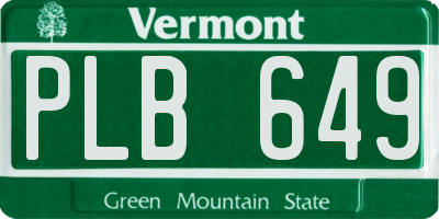 VT license plate PLB649