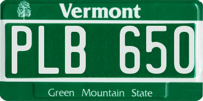 VT license plate PLB650