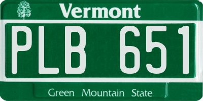 VT license plate PLB651