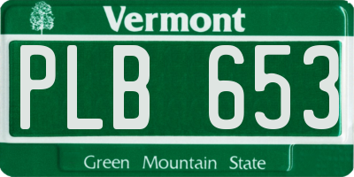 VT license plate PLB653