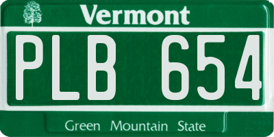 VT license plate PLB654