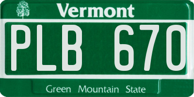 VT license plate PLB670